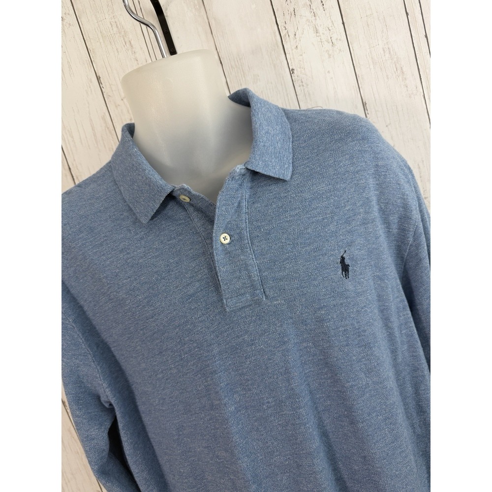 Men's Ralph Lauren Polo Shirt Long Sleeve Oxford Blue Size XL